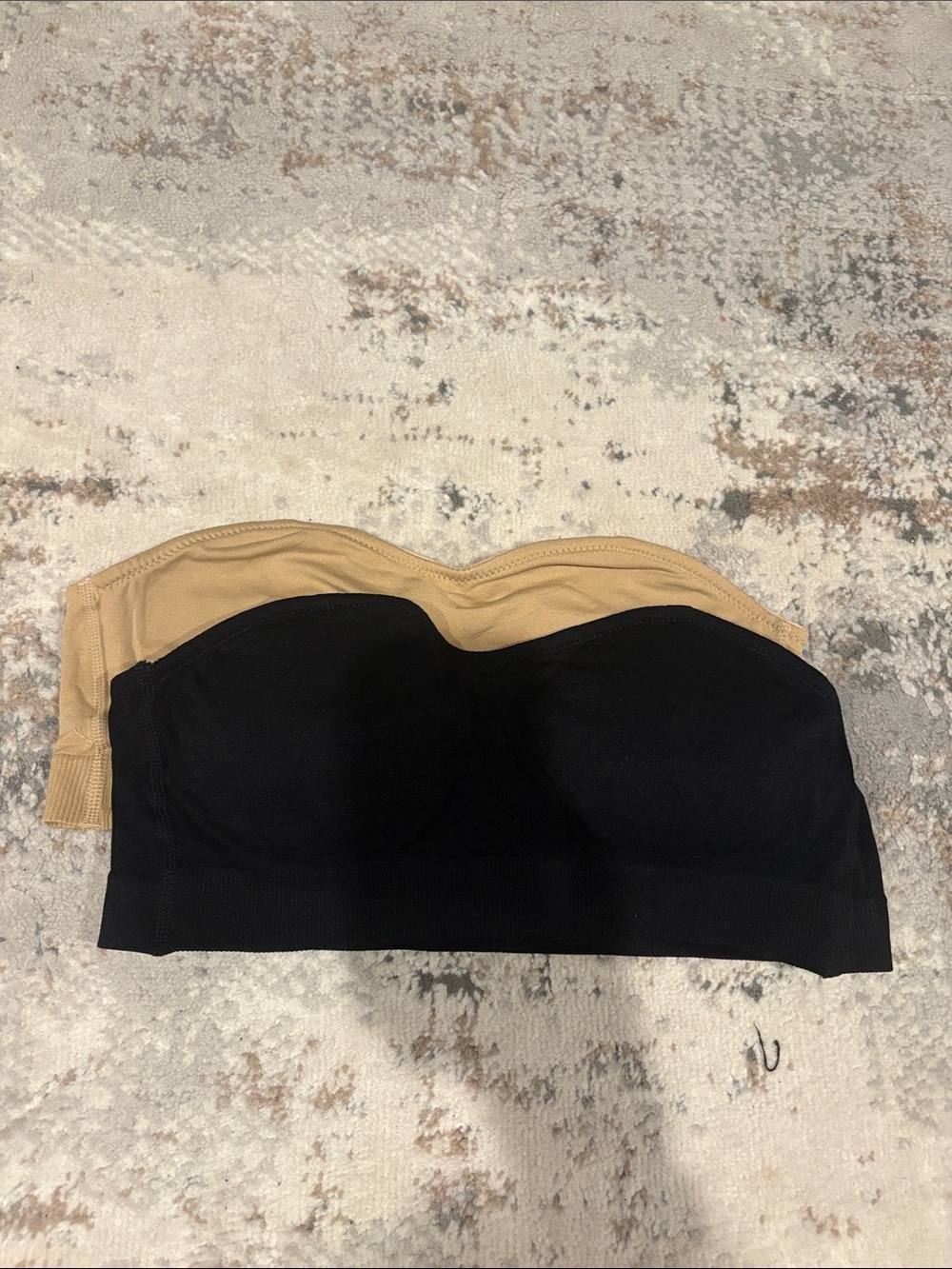 Strapless Seamless Bandeau Bra - Black & Tan